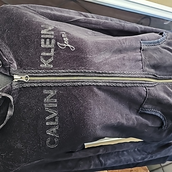 Calvin Klein Black Velour Jacket Size XL - Picture 2 of 12